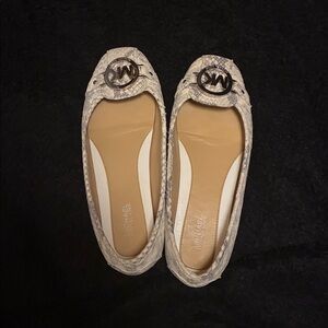 Michael Kors Cream Snakeskin Flats
